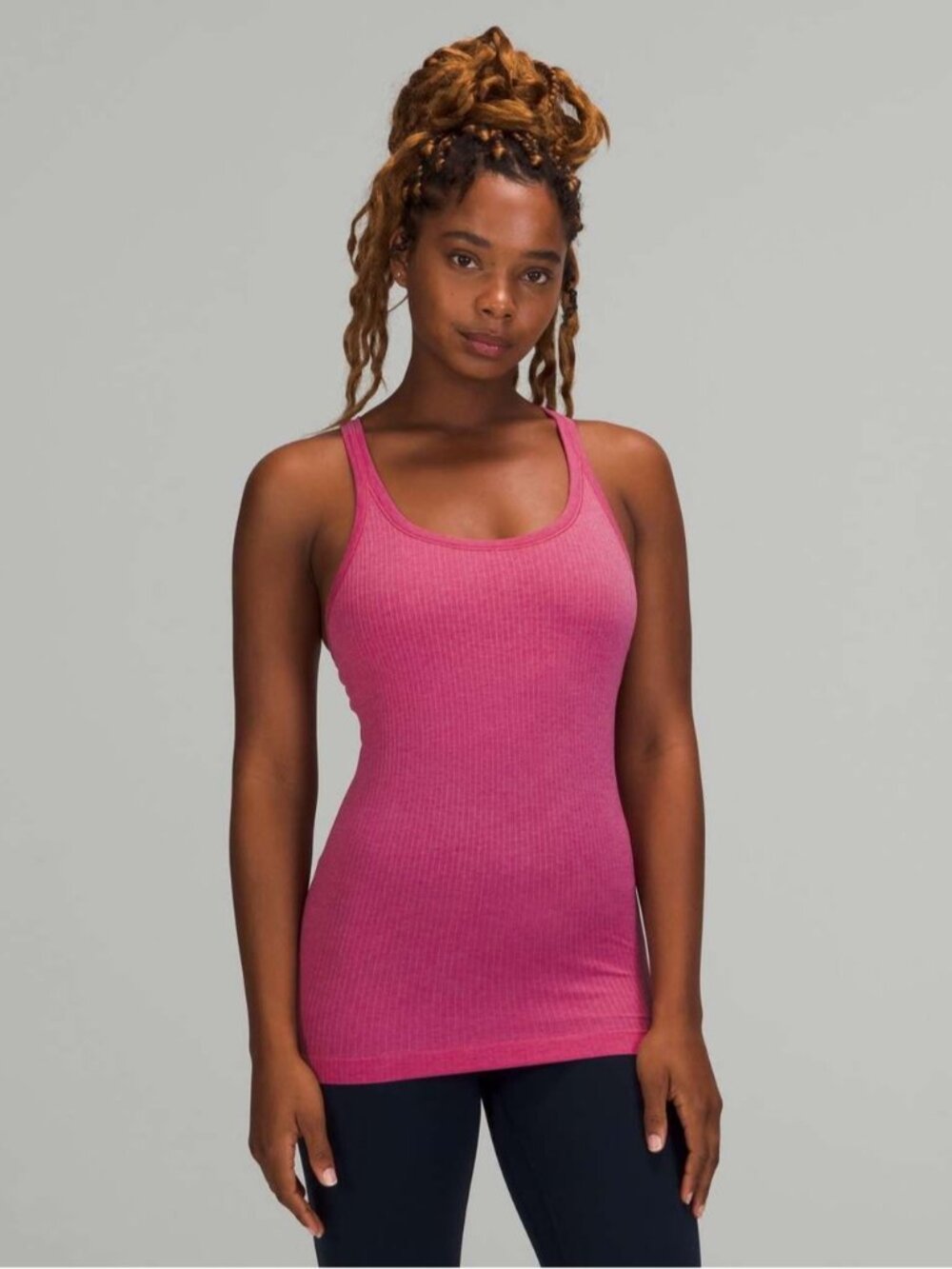 Lululemon Ebb to Street Shelf Bra Tank Top Pink Lychee size 8 Racerback gym yoga